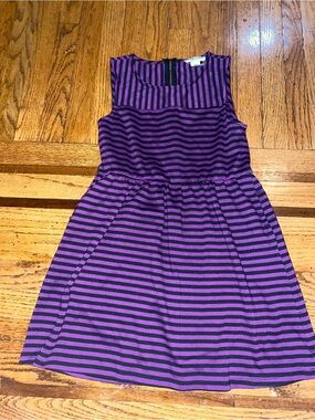 Mia Chica Girls Striped Sleeveless Dress - Purple & Black size Large 14